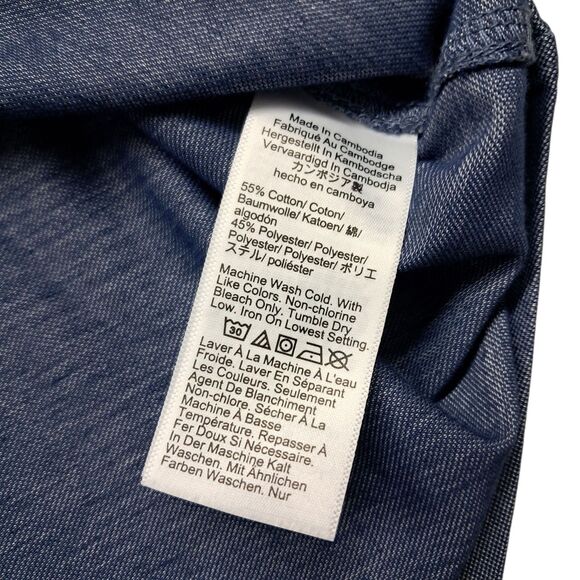 NWT J Crew Factory Shirt Men's XXL Blue Gray Performance Knit Oxford Button Down - Picture 9 of 12